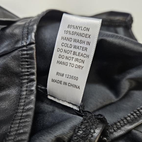 NEW Roma Lyssa Black Faux Leather Wrap Mini Dress Small Yandy - Picture 4 of 6